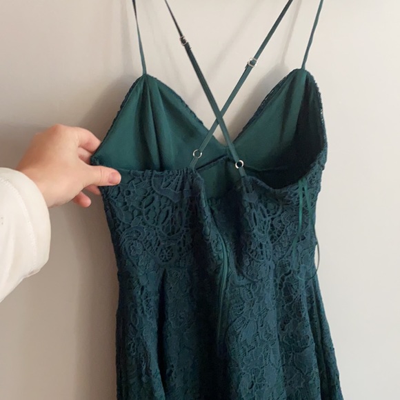 Gorgeous High Low Green Lace Dress - Picture 3 of 5